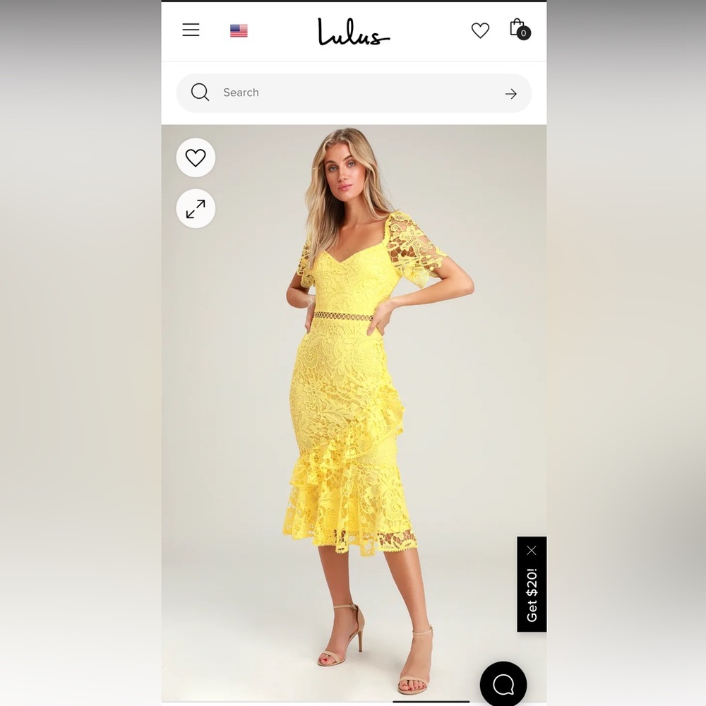 Lulus Briarwood Yellow Lace Dress